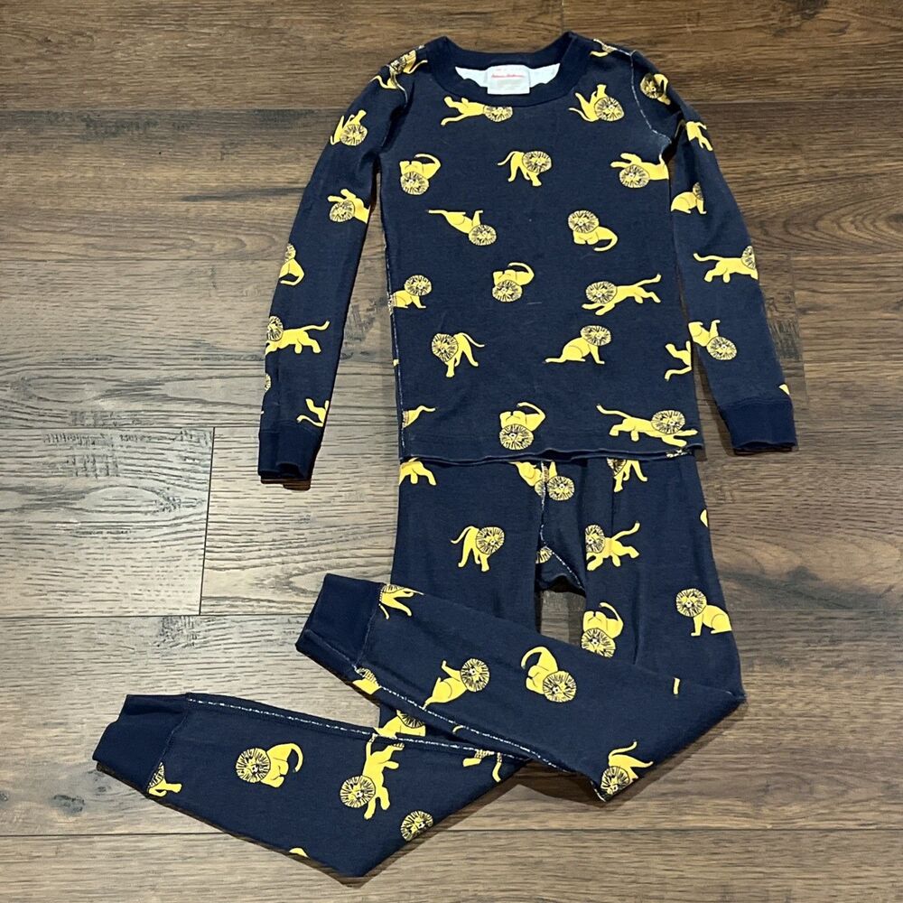 Hanna Andersson Size 6-7 Lions Safari Zoo Animals Pair Of Pajamas Organic Cotton